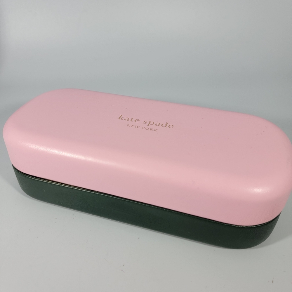 KATE SPADE Hard Large Pink Green Clamshell Case Eyeglasses Hello Sunshine